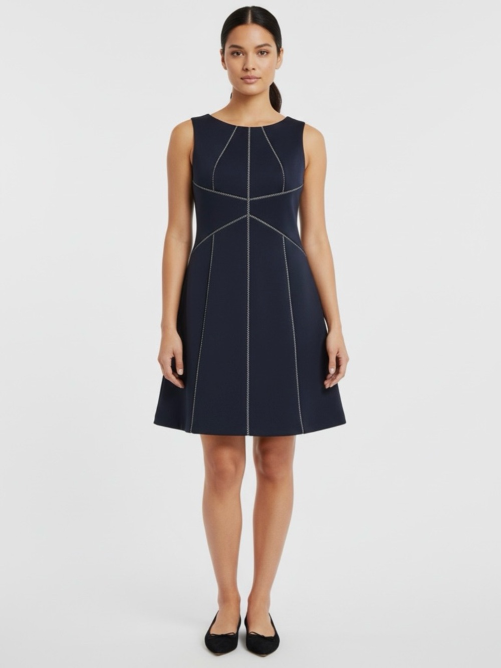 Calvin Klein Navy w/ white striped women size 8 sleeveless dress